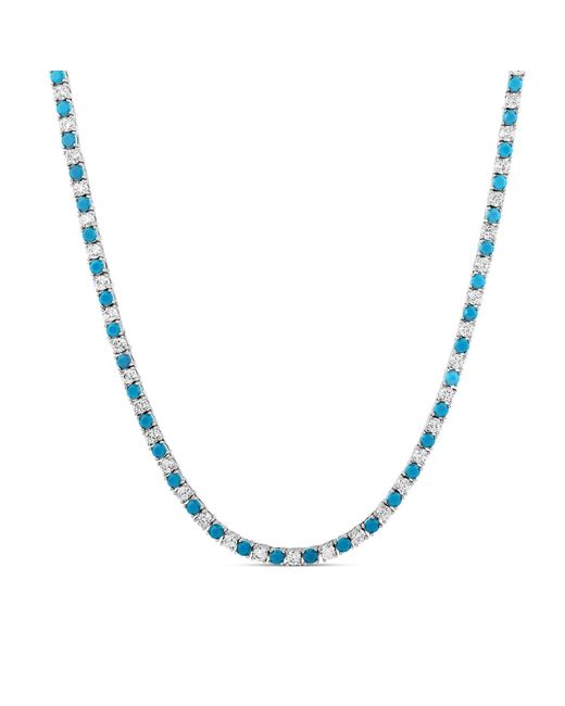 SHYMI Blue Alternating Color Tennis Necklace
