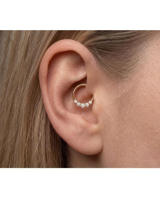 Zahav Jewelry Metallic 10K Solid 16G 8Mm Or 10Mm Cz Clicker Hoop