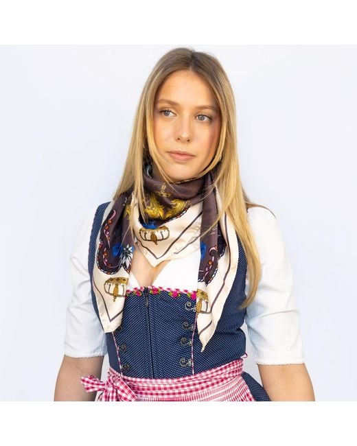 Lamberty Munich Purple Carousel Horses Silk Scarf