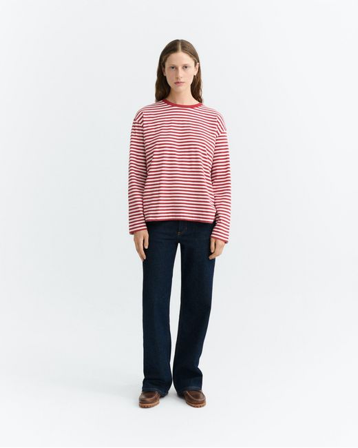 Thinking Mu Red Long-Sleeve Striped Emily T-Shirt
