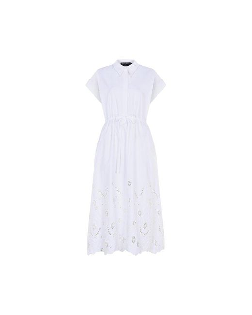 Exquise White Leila Crisp And Chic Belted Dress