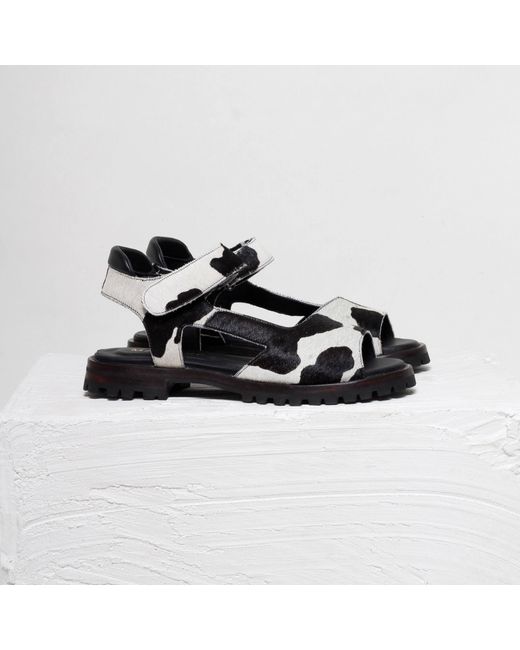Mafalda Black Eduarda & Cow Print Sandals