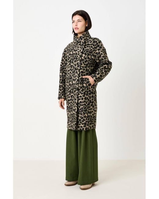 Louche Black Donalda Animal Funnel Neck Coat