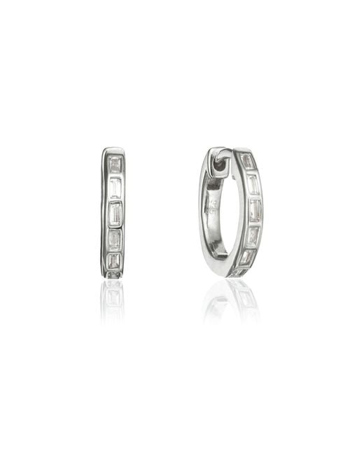 Lily & Roo Metallic Diamond Style Baguette Medium Hoop Earrings