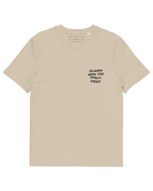 Anchor and Crew Natural Neutrals Desert Dust Small Print Annotations Organic Cotton T-Shirt