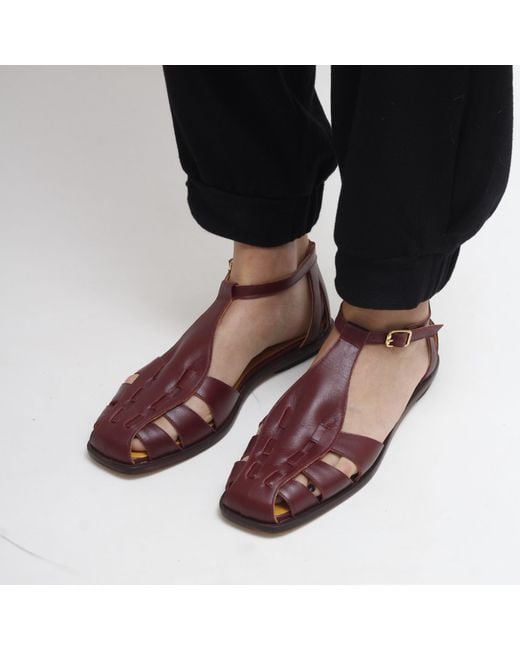 Mafalda Red Ida Wine Fisherman Sandals