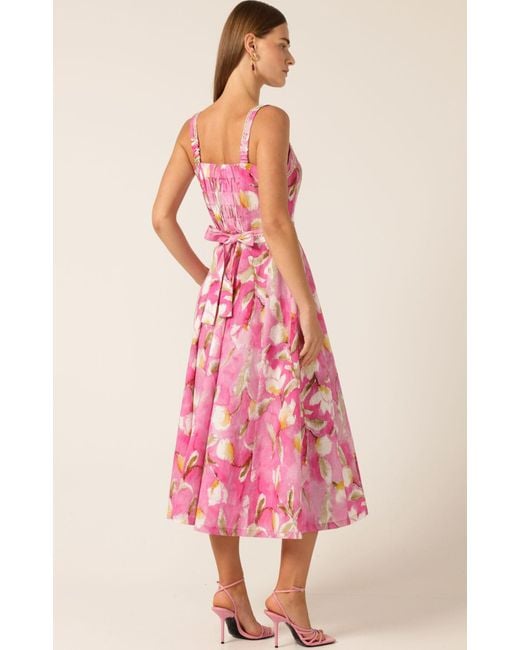 SACHA DRAKE Pink Tulip Rose Midi Dress