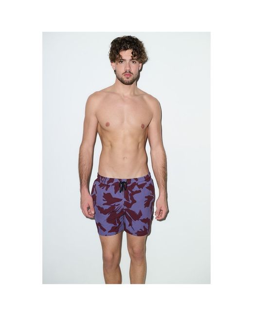 Playaluxe Purple Tulum Volley Swim Trunk Burgundy Lilac for men