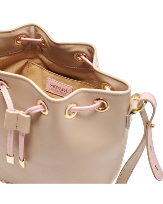 Saonara Brand Brown Neutrals Bucket Bag Taupe Peony Leather