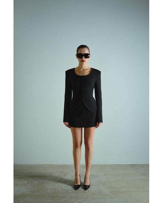 Icon Leva Black Elli Suiting Tailored High Waist Mini Skirt
