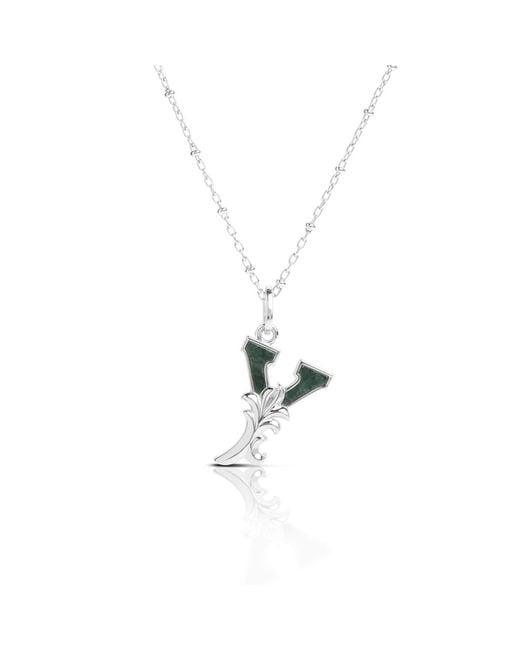 Kasun Metallic Solid Y Initial Necklace With Marble