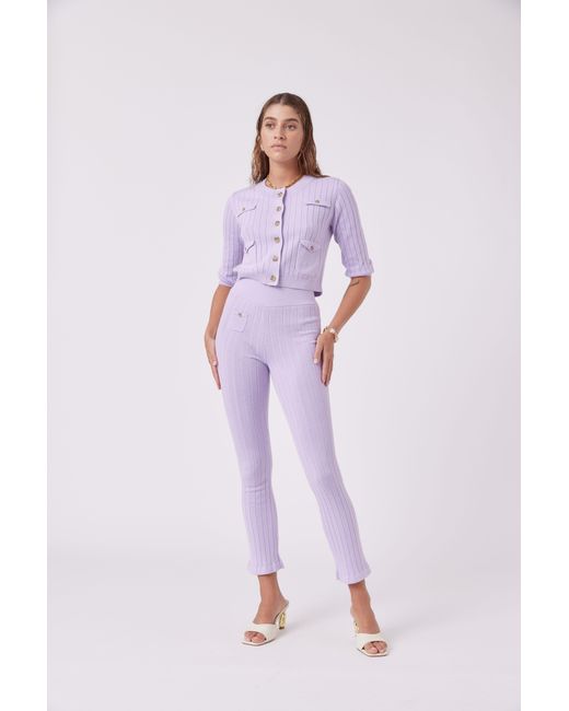 MNK Atelier Purple 80S Inspired Silk Blend Knit Pants