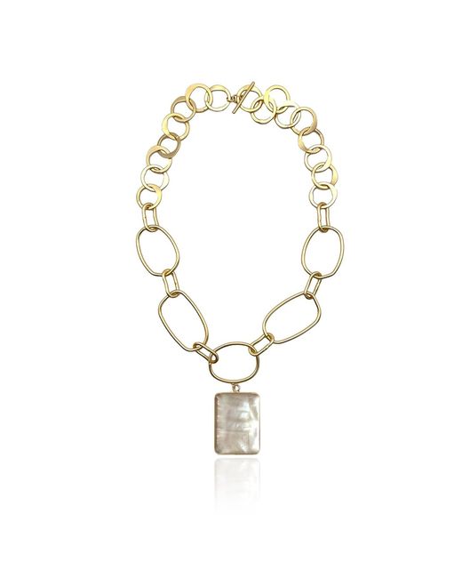 Rare Matters Jewelry Metallic Mother Of Pearl Statement Necklace