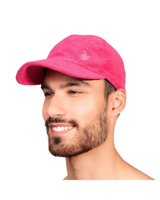 Maison Tangerine Pink Terry Cotton Baseball Cap Raspberry