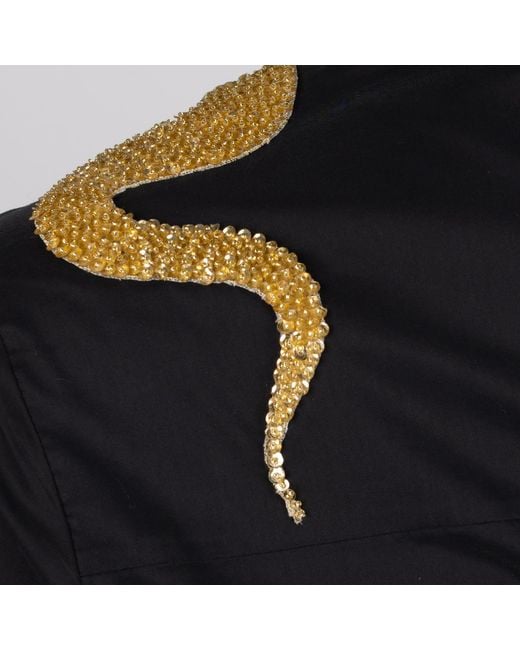Laines London Black Laines Couture Tie Shirt With Embellished Shoulder Snake