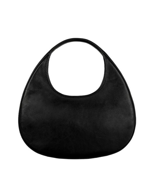 Time Resistance Black Leather Half-Moon Handbag For
