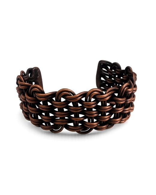 Anatoliacraft Black Handwoven Copper Wide Cuff Bracelet