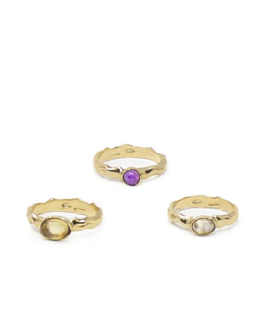Vintouch Italy Metallic Cosmo Set Of 3 Multicolor Rings