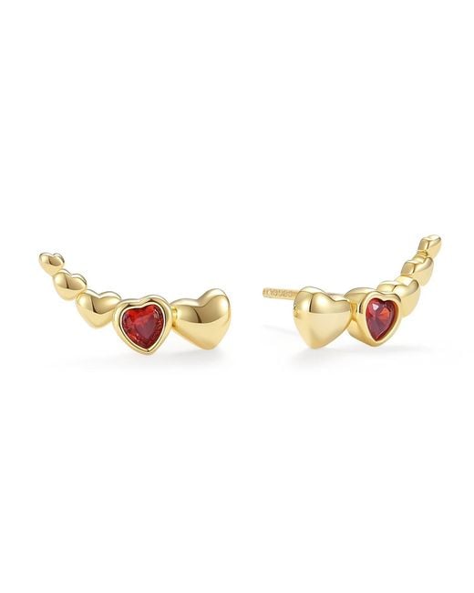 Harfi Metallic Dainty Love Heart Plated Stud Earrings