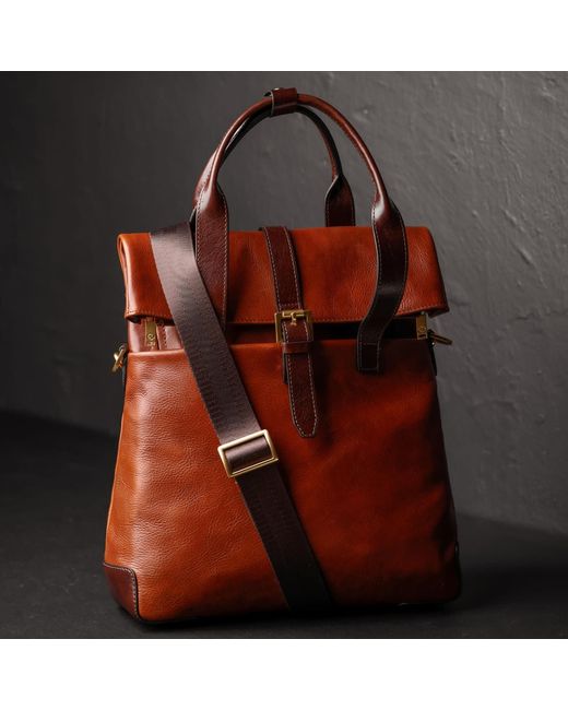 Time Resistance Red Convertible Leather Backpack Shoulder Bag