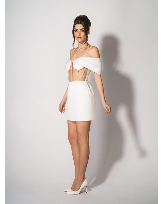 Tia Dorraine White Belle Of The Ball Crystal-Embellished Mini Dress