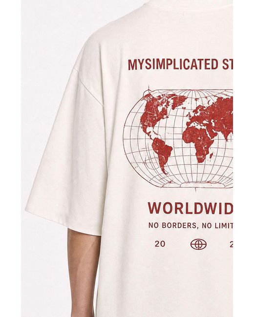 mysimplicated White Neutrals Worldwide Ivory Tee for men