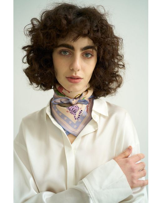 Lost Pattern Metallic Neon Tigers Silk Bandana for men
