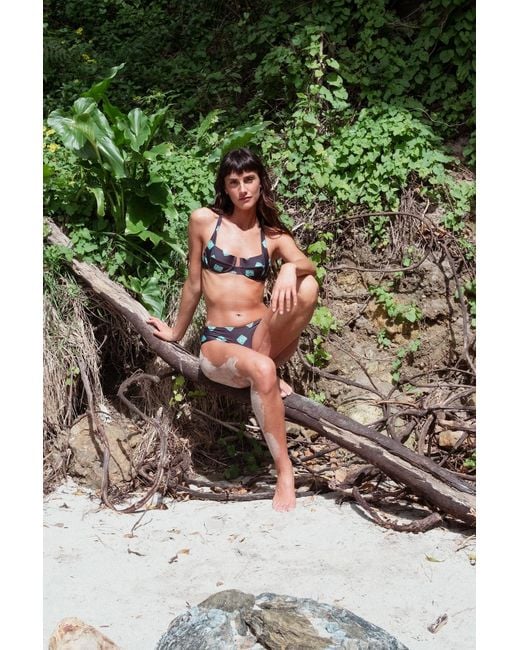 Par Y Escala Sl Green Agus Print Underwired Balconette Bikini Top