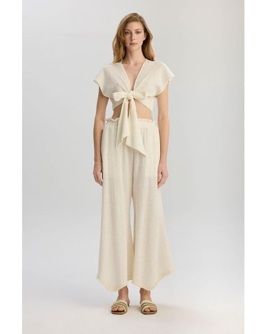 Lilamie White Neutrals Rio Front Tied Crop Dizayn Summer Top