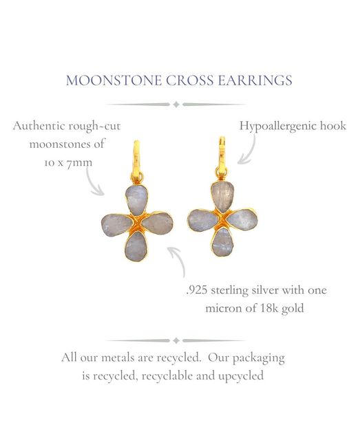 GEM BAZAAR Metallic Moonstone Cross Earrings