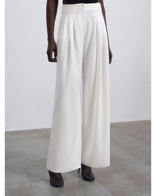 Sélone White Nore Pleated Tailored Trousers