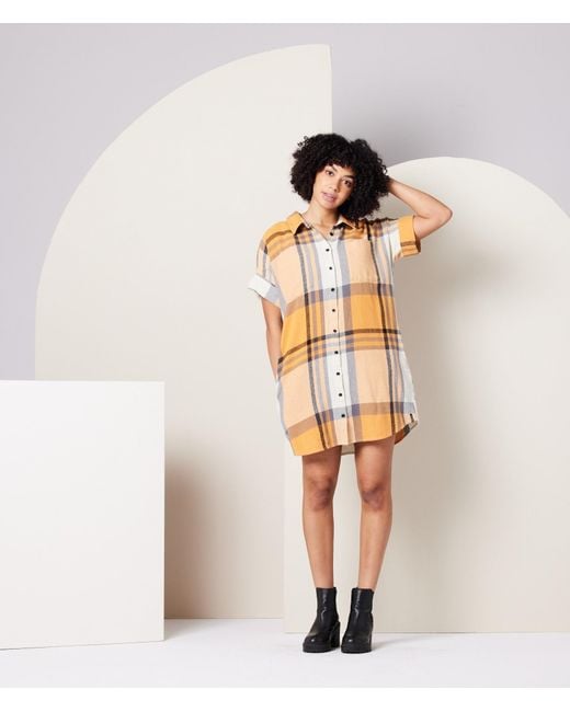 Known Supply Metallic Flannel Shirt Dress