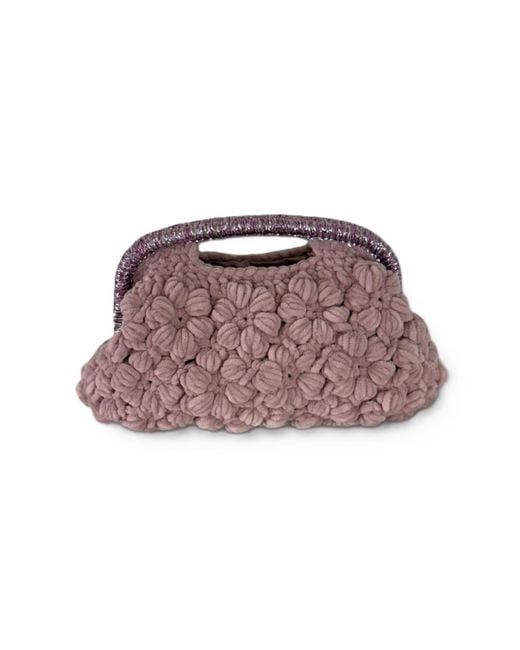 Springmoonatelier Brown Powder Velvet Hand-Knitted Designer Bag – Elegant, Soft And Unique