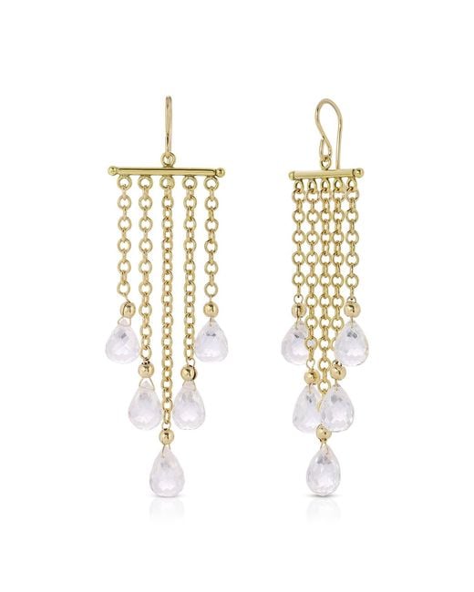 Heather Hawkins Jewelry Metallic Neutrals Three Tier Chandelier Gemstone Earrings