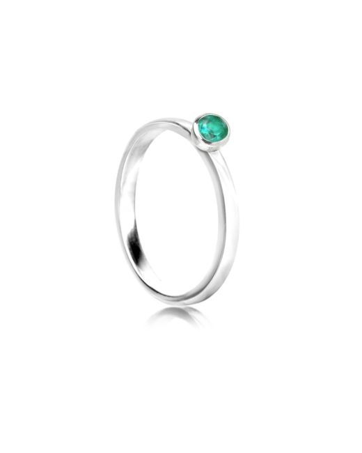 The Jewellery Store London Metallic May Birthstone Stackable Ring – Emerald Gemstone