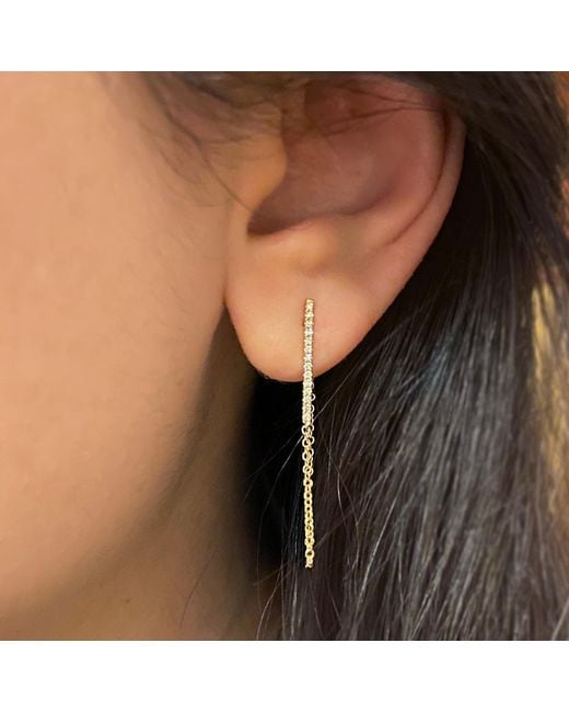 KAMARIA White Diamond Bar Chain Earring Studs
