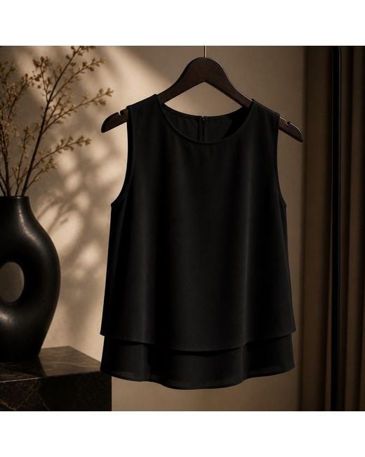 Nuvv Collection Black Ivory Layered Sleeveless Blouse