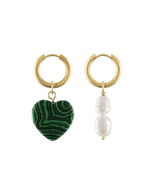 Olivia Le Metallic Aubrey Semi-Precious Stone Heart Charm Hoop Earrings