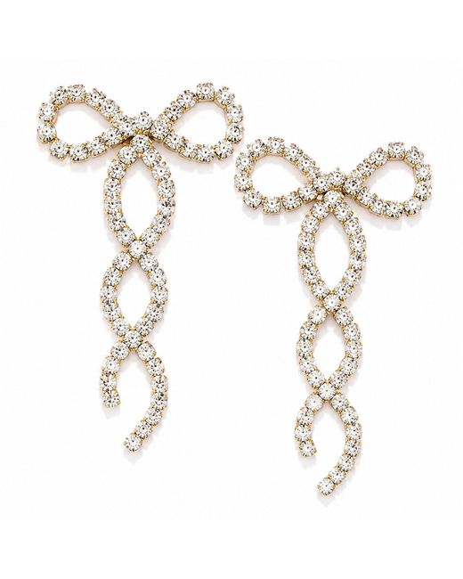 The Pink Reef Metallic Crystal Ribbon Bow Earring