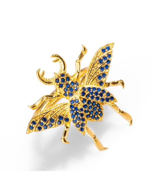 Ebru Jewelry Metallic Queen Bee Sapphire & Chunky Ring