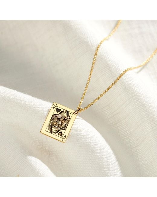 Posh Totty Designs Metallic Plated Queen Of Hearts Playing Card Charm Necklace