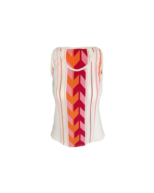 Haris Cotton Embroidered Cotton Tank Top And Rib Details Arrow
