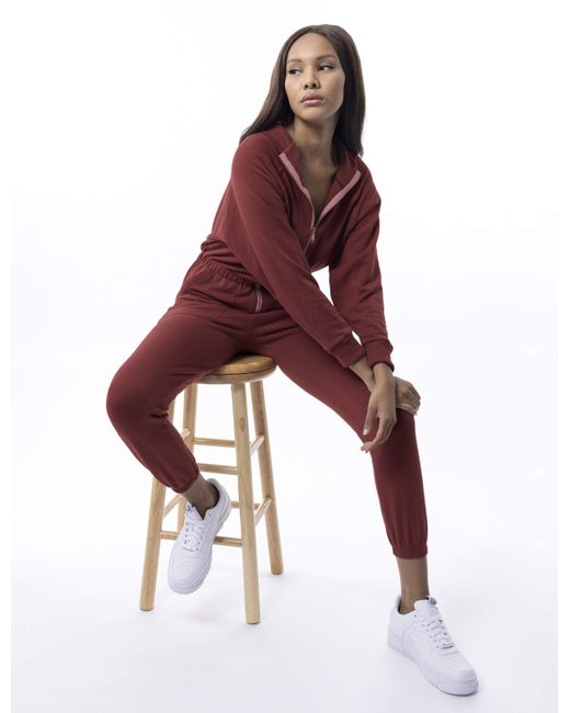 Lezat Red Restore Soft Terry Jumpsuit In Masala