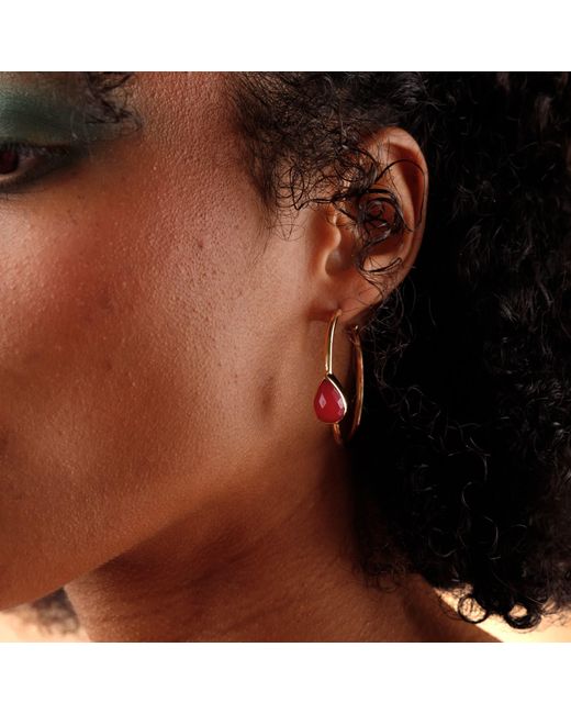 YAA YAA LONDON Pink Spring Life Hot Gemstone Hoop Earrings