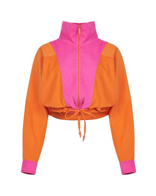 Nocturne Pink High Collar Corduroy Jacket