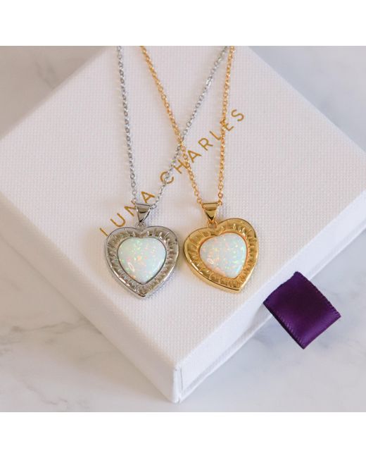 Luna Charles Metallic Cora Opal Heart Necklace