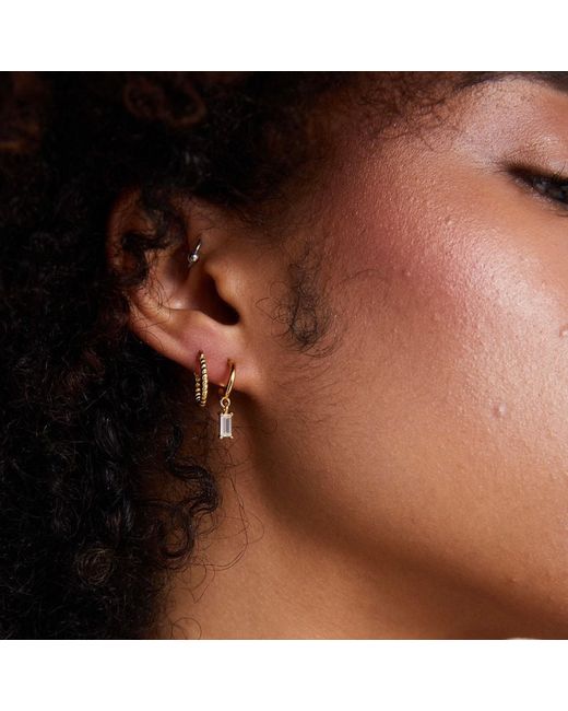 Bermuda Watch Company Metallic Annie Apple Kaia Sterling, Vermeil Baguette Charm Hoop Earring