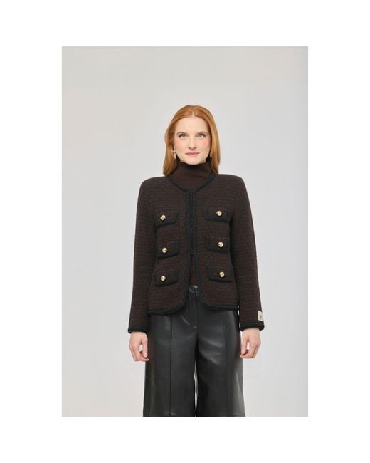 The Extreme Collection Black Two-Toned Knit Jacket Preston