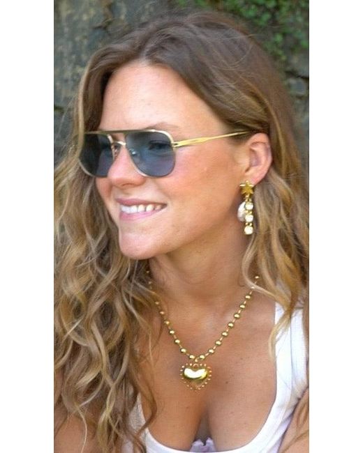 Sccollection Metallic Ziggy Star & Pearl Earrings