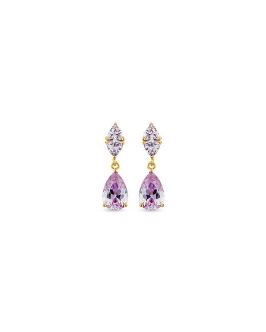 SALLY SKOUFIS Pink Temptation Earrings With Made Lilac Cz Diamond Stimulant